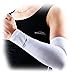 COOLOMG (1 Pair) Solid Color Pro-Fit Sun Protection Cooling Compression Arm Sleeves, Youth & Adult Sizes White XL