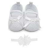 Delebao Baby Girl Infant Satin Mary Jane Baptism Shoes Dance Ballerina Slippers