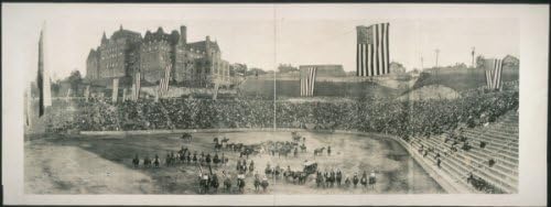 1918 Military horsemanship show, Remount Station, Camp Lewis, staged in stadium,