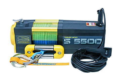 Superwinch 1455201 S5500 SR 12V 5500 lb Winch with Synthetic Rope (Stainless Steel Roller Hawse, 30' Remote)