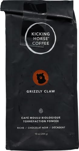 KICKING HORSE COFFEE, GRIZZLY CLAW, DARK ROAST, GROUND, 10 OZ – CERTIFIED ORGANIC, FAIRTRADE, KOSHER COFFEE