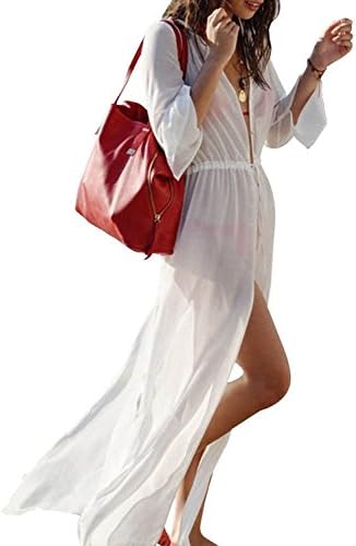 Yonala Womens Chiffon Side Split Maxi Beach Dress Bikini Swimsuit Cover up
