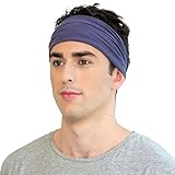 NAVY BLUE MEN'S HEADBAND in ORGANIC COTTON by KOOSHOO | Wide Twist Headband that Doesn't Slip | Ethically Made | Great Crossfit Headband, Gym Sweatband and Hiking Bandana