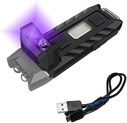 Nitecore THUMB LEO USB Rechargeable UltraViolet Blacklight Keychain Flashlight plus LumenTac USB Cord by LumenTac