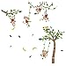 Runtoo Monkey and Tree Wall Decals Animals Jungle Wall Stickers TV Wall Décor for Baby Nursery Kids Bedroom