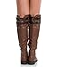 Qupid Relax-01XXX Vegan Leatherette Double Buckle Two Tone Stacked Heel Knee High Boot COGNAC TAN PU (8)