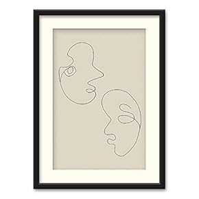 Black Framed Canvas Wall Art Line Drawing of Woman Home Artwork Decoration for Living Room, Bedroom - 23x31 inches