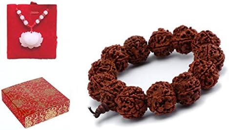 Devotional Art The Rudraksha seed Handmade Nepal Buddhist Bracelet Prayer Beads Bracelet for Men and Women with Gift Box