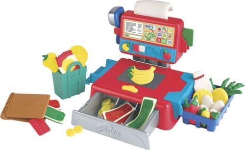 Caja registradora de Juguete para niños de 3 años en adelante con Divertidos Sonidos, Accesorios de Comida y 4 Colores no tóxicos (Hasbro 0)