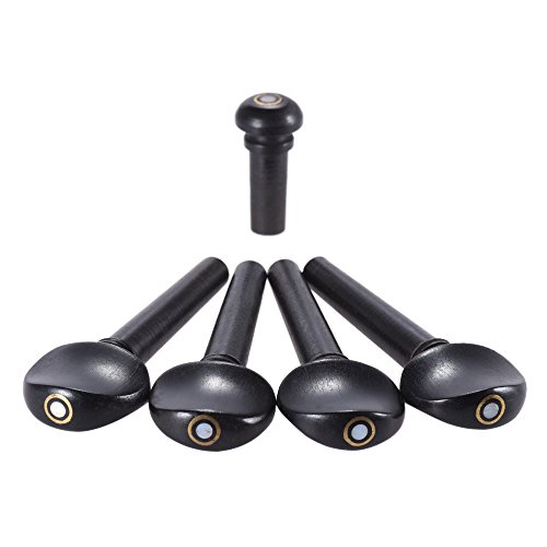 3/4 Size Ebony Wood Violin Fiddle Tuning Pegs Endpin Set Replacement Black - Thumbnail 3