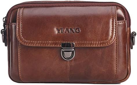Amazon メンズ ウエストバッグ ミニショルダーバッグ レザー 本革 携帯ベルトポーチ 軽量 スマホケース タバコ サイフ 小物収納 コンパクト ブラウン Meizi Yin ウエストバッグ