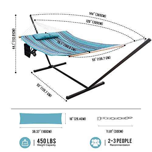 Lazy Daze Hammocks Double Outdoor Hammock with 12 ft Steel Stand, 2