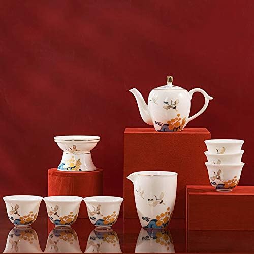 新しい白磁茶セットカバーボウルギフト手作りデカールカンフー茶道セット会社ビジネスカスタマイズ急須