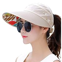 INCHOI Sunshade Hat for Women Large Wide Brim UV Protection Summer Beach Packable Cap (Beige)