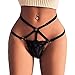 Women's Black Charming Thong Lingerie Lace G-String T-Back Panties Strappy Body Harness Panties (Black, X-Large)