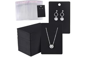 100pcs Jewelry Display Card Set Earring Necklace Holder Blank Packaging Craft Black