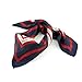 Lady Dark Blue Red White Stripe Print Square Kerchief Neck Scarf Wrap