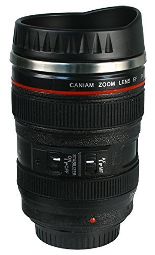 OmeGod New Looks Like SLR Lens 24-105mm Stainless Steel Travel Coffee Mug/ Cup with Sipping Lid & Holding Bag(Sipping Lid, Black)