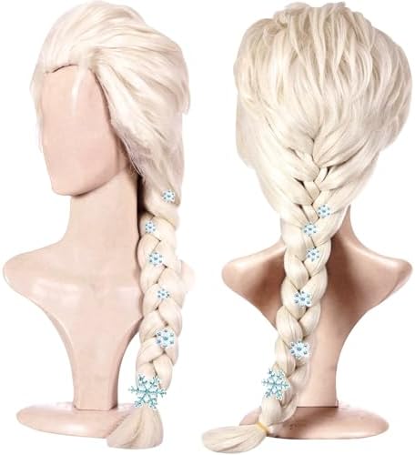 Peluca Trenza Elsa Disfraz De Frozen Halloween Trenza Corta Color Peluca Trenza Elsa Disfraz De Frozen Halloween Trenza Corta Color