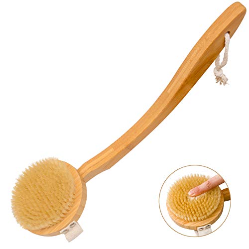 Zhuoyue Body Back Bath Brush - for Shower with Long Handle, Back Washer Scrubber Dry Brush for Lymphatic, Exfoliator, Anticellulite