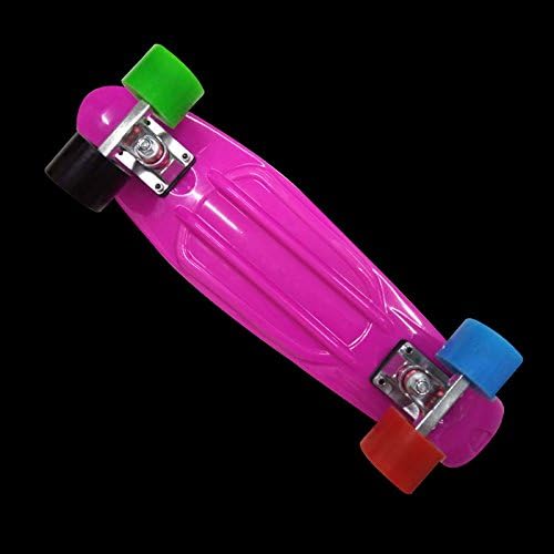 CGGHY Small Fish Plate Skateboard Children Adult Four-Wheel Scooter Novice Banana Board Roundabout Road Cleaning, Rose Red Plate Four-Color Wheel