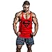InleaderStyle Men's Bodybuilding S Logo Stringer Gym Tank Top-S Red
