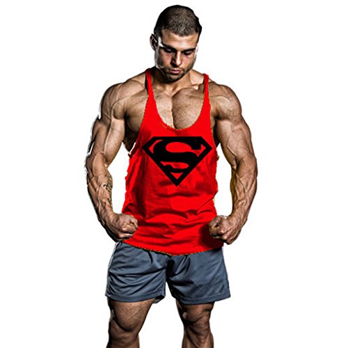 InleaderStyle Men's BodyBuilding S Logo Stringer Gym Tank Top Red XL