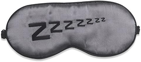 OwMell Cute ZZZ Pattern Sleep Eye Mask, Soft Silver Gray Double-Side Smooth Real Silk Eye Shade with Adjustable Strap