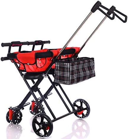 CHEERALL Double Buggys for Kids Foldable Pushchair Twin Pram Stroller with Storage Basket Lightweight for Age 1-5 Years Old, Travel Portable Four-Wheeled Stroller,A
