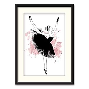 Black Framed Elegant Ballerina Home Artwork for Living Room Bedroom