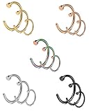 Monily 20G Stainless Steel Nose Hoop Ring Body Piercing Jewelry for Mens Womens 15Pcs