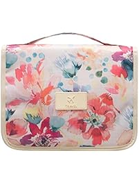 Portable Hanging Travel Cosmetic Bag - Mr.Pro Waterproof Organizer Travel Makeup Toiletry Bag for Women / Men, Shaving Kit with Hanging Hook for vacation (White Flower)