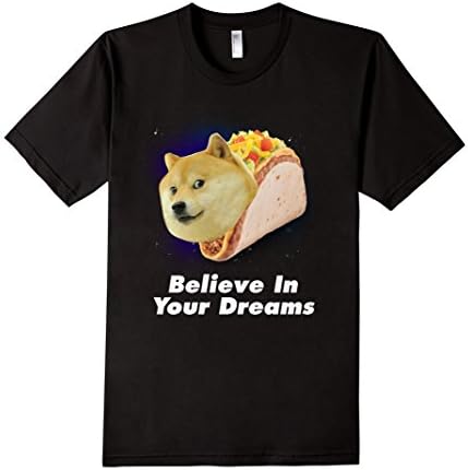 Men's Believe In Your Doge Dreams Space Taco Dog Blue Nebula 2XL Black