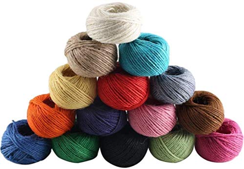 FGGKIMI 3-Layer Garden Twine, Garden String Twine Garden Jute Rope for Gardening, Floristry, Bundling, Crafts15 Rolls