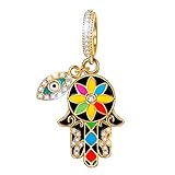 NINAQUEEN Hamsa Hand and Evil Eyes 925 Sterling Silver Lucky Dangle Charms on Mothers Day fit pandöra charms for pandöra bracelets necklace birthday anniversary gifts for her teen girls women wife