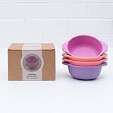 Bobo&amp;Boo Bamboo Kids Snack Bowls, Set of 4 Bamboo Dishes, Non Toxic, Eco Friendly &amp; Stackable Kids Snack Containers, Great Gift for Baby Showers, Birthdays &amp; Preschool Graduations, Sunset