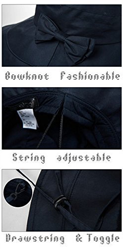 Siggi Womens Summer Bucket Boonie UPF 50+ Wide Brim Sun Hat Cord Cap Beach Accessories Navy, OS