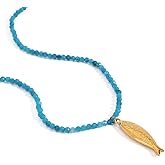 Zesyboom Fish Necklace,Fish Necklace for Women,Boho Fish Necklace for Women - Blue Natural Stone Fish Pendant Necklace, Bohemian Beach Jewelry Colourful Jewelry