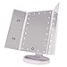 Thomtery Makeup Vanity Mirror - Trifold Lighted Vanity Mirror Portable Travel Cosmetic Mirror Battery Electric Usb Chargeable Magnifying Makeup Mirror with LED Lights (21 LED, White)