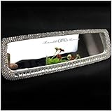 LuckySHD Bling Rhinestone Car Rear View Mirror for Women - Silver(Not a Cover.A Whole Mirror)