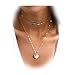 Boosic Double Chain Turquoise Choker Beaded Necklace with Disc Pendant