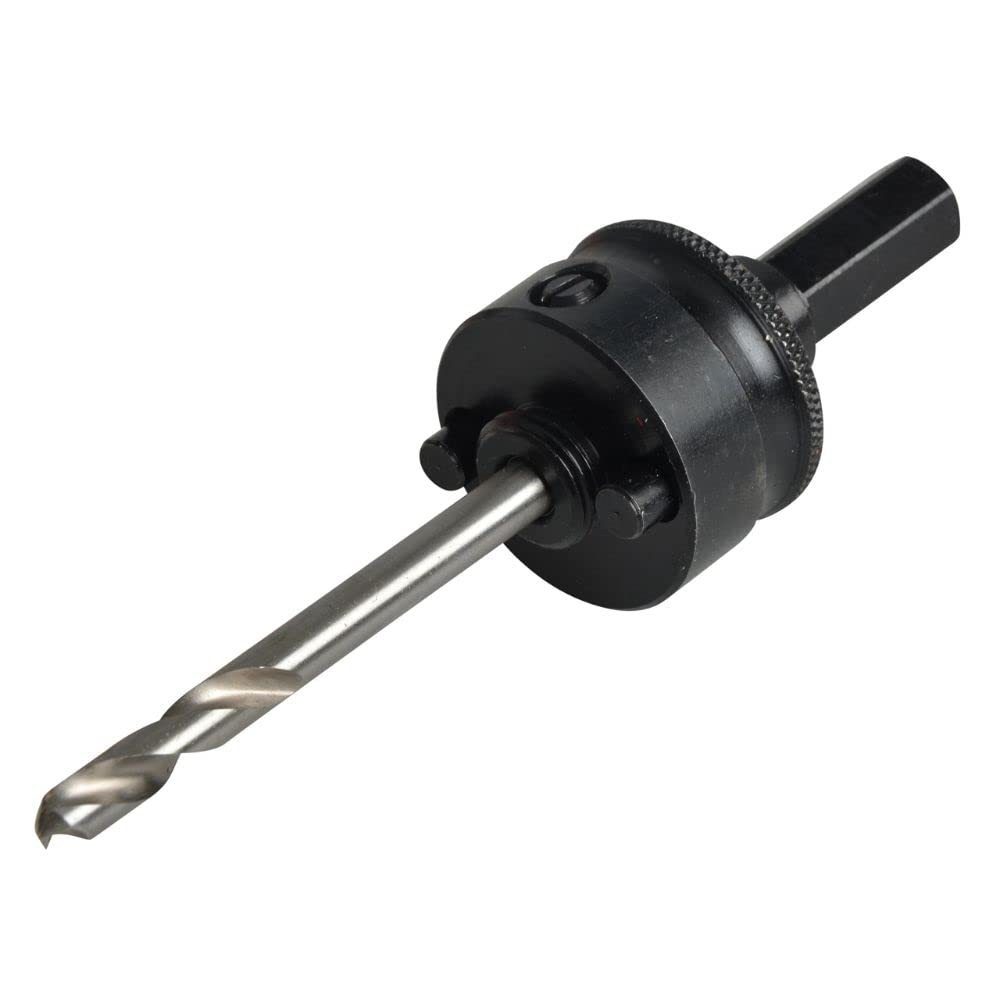 Starrett A2E Hole Saws Arbor - 32-159mm Quick Hitch Screw Thread Hex Shank Arbor with 6.35mm High-Speed Steel Pilot Drill - Quick Change Mandrel