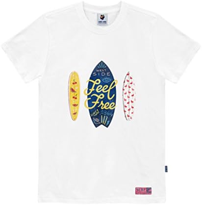 SangSang Graphic Tee Shirts Surfing Board Ride The Wave ST343 (White, XL)
