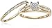 Jewelili 10kt Yellow Gold Square Center Diamond Bridal Ring Set (1/7 cttw)