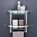 KES Aluminum Bathroom 2-Tier Glass Corner Shelf with Towel Bar Wall Mounted Extra Thick Tempered Glass Silver, A4123B