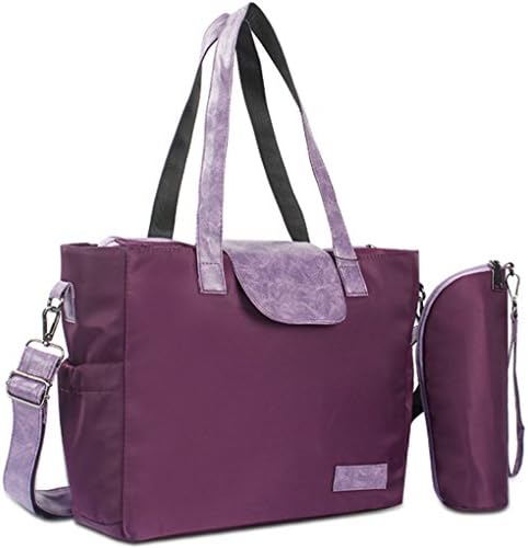 Mommy and Daddy Diaper Nappy Bag easy switch Tote patterns Tote/Satchel/Single shoulder bag Smart Organizer System 100% Waterproof Polyester 11pockets(SHOULDER PURPLE)