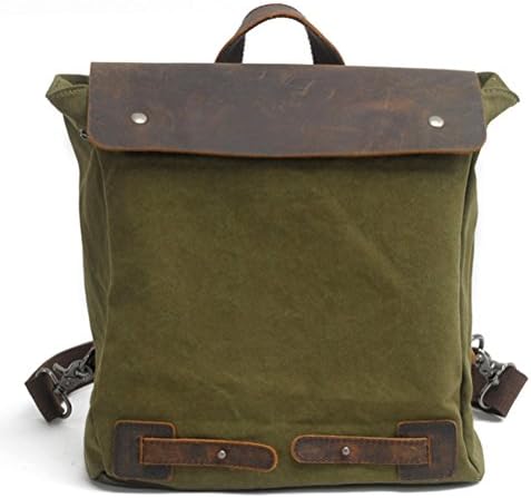 New Canvas Bag Men's Universal Backpack Can Hold 10 Inch Computer (army green)