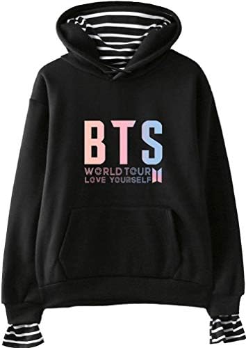 Socluer Girl Woman BTS Word Tour Love Yourself Hoodies Striped Elegant Blouse Streetwear Sweatshirt Sport Jacket