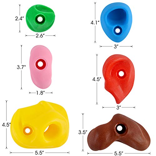 TOPNEW 32 Rock Climbing Holds Multi Size for Kids, Adult Rock Wall Holds Climbing Rock Wall Grips for Indoor and Outdoor Playground Play Set - Includes 2 Inch Mounting Hardware