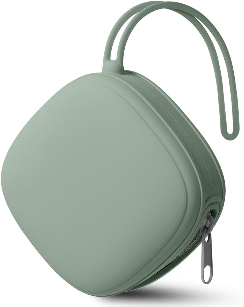 Aolso Silicone Dummy Holder Case Green, Portable Pacifier Organizer